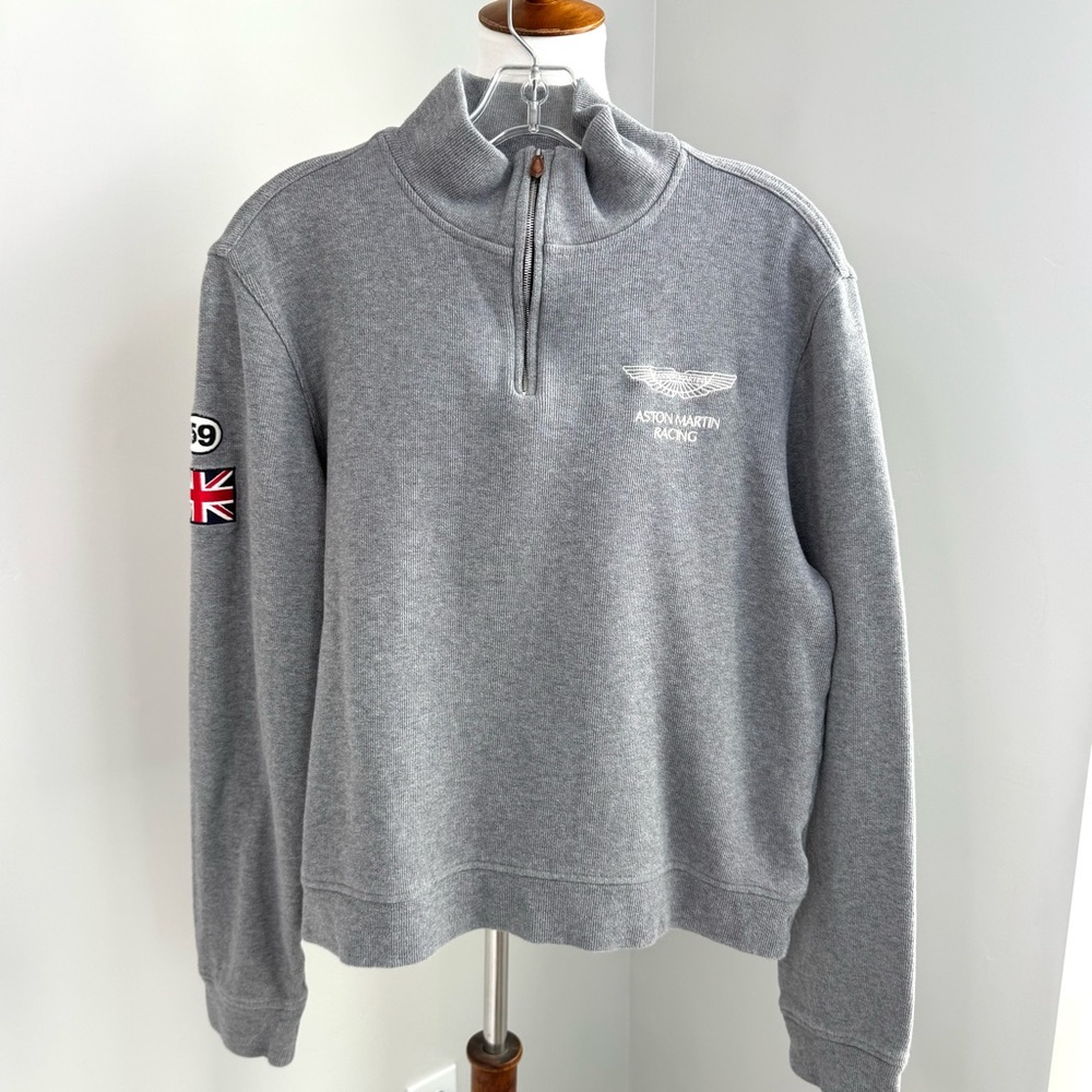 Hackett London Aston Martin Racing Pullover Large Mock Turtleneck 1/4 Zip - Picture 7 of 15